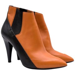 Balenciaga Brown Leather Heeled Two-tone Ankle Boots 39 (IT)