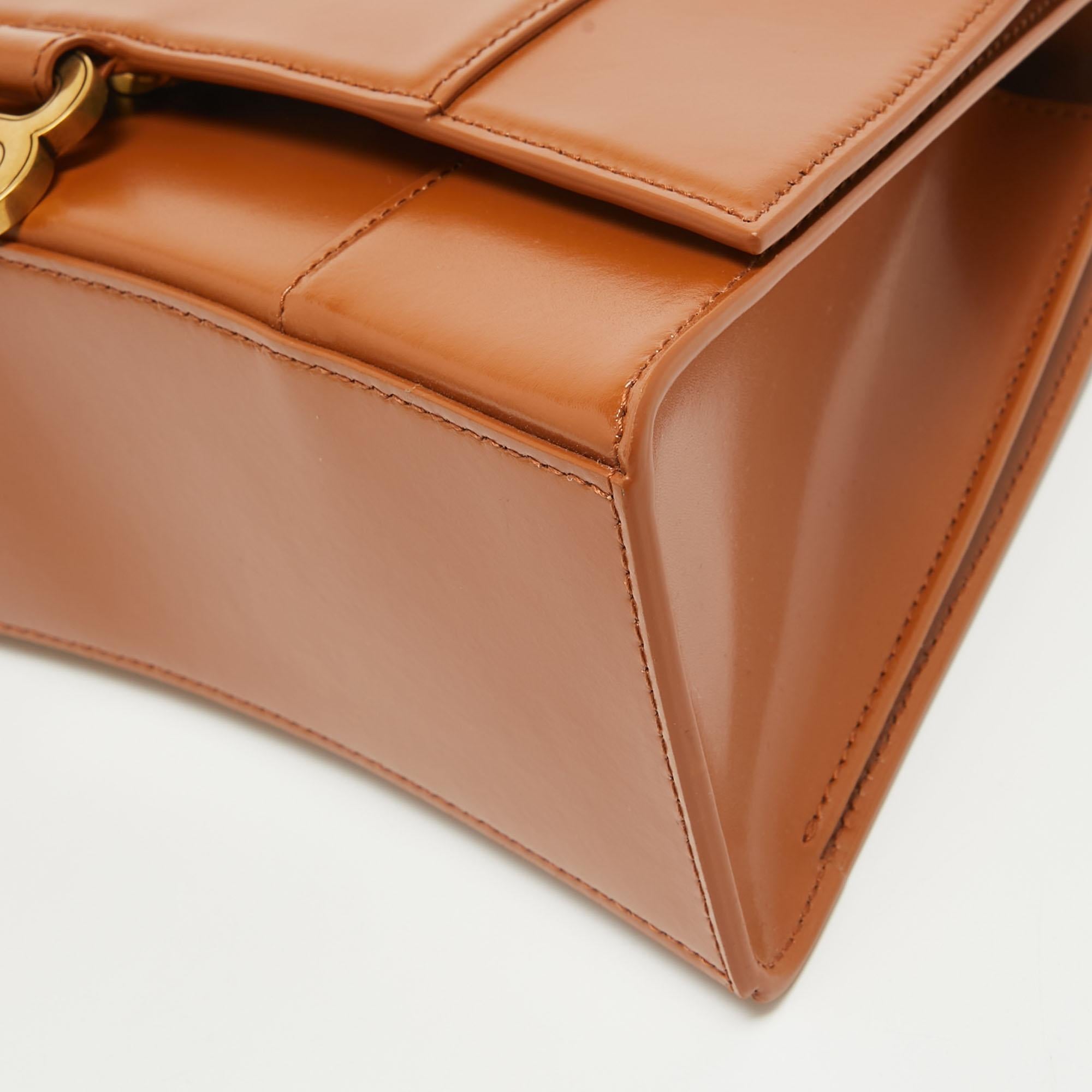Balenciaga Brown Leather Medium Hourglass Top Handle Bag For Sale 9