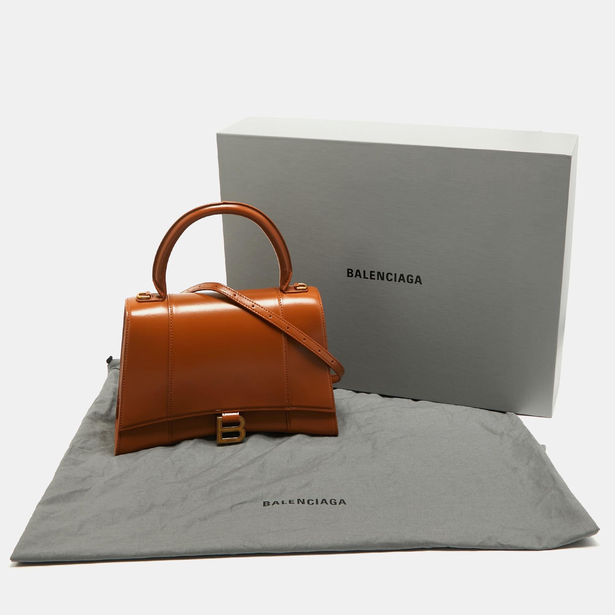 Balenciaga Mittlere Sanduhr-Handtasche aus braunem Leder im Angebot 3