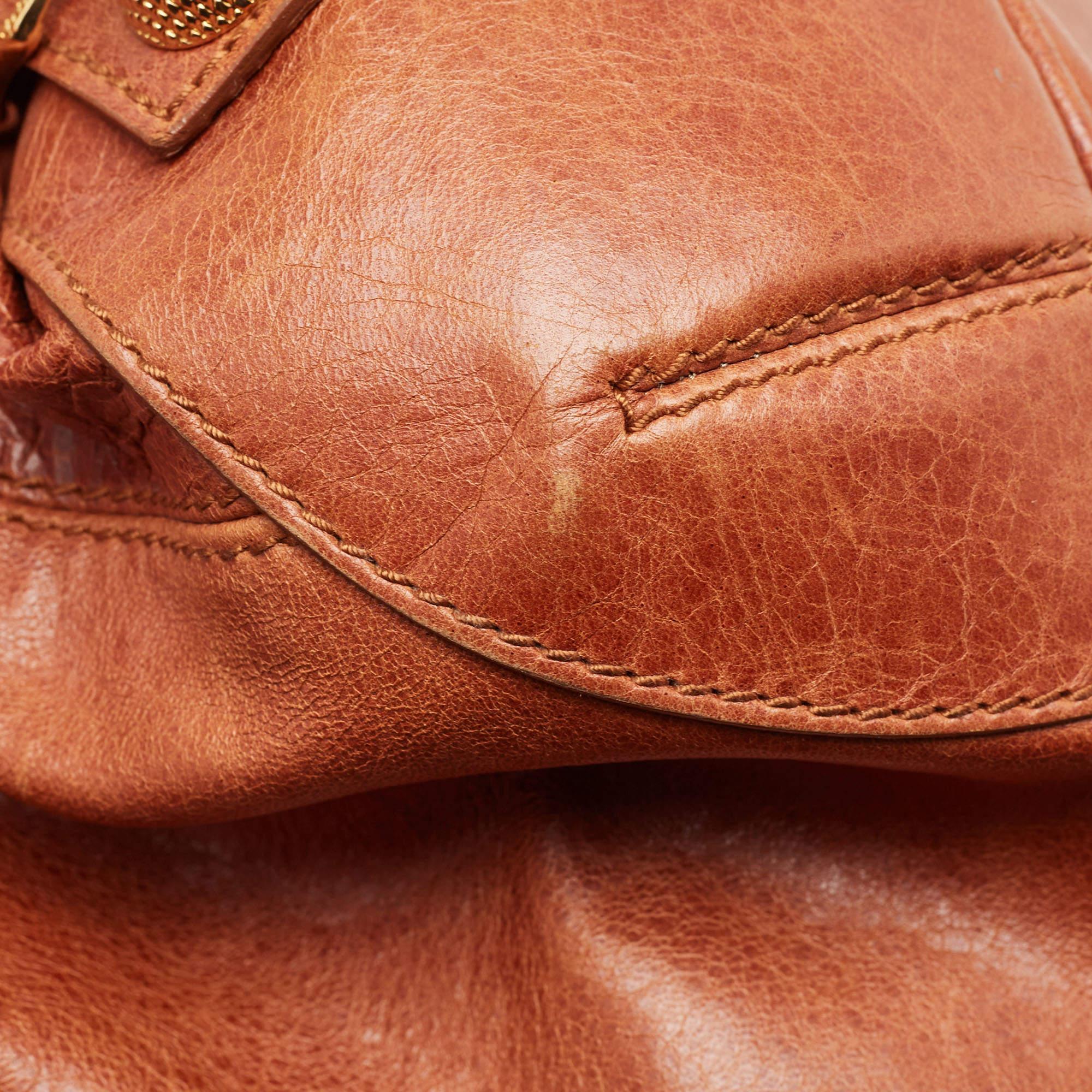 Balenciaga Brown Leather Mini GGH PomPon Bag For Sale 8