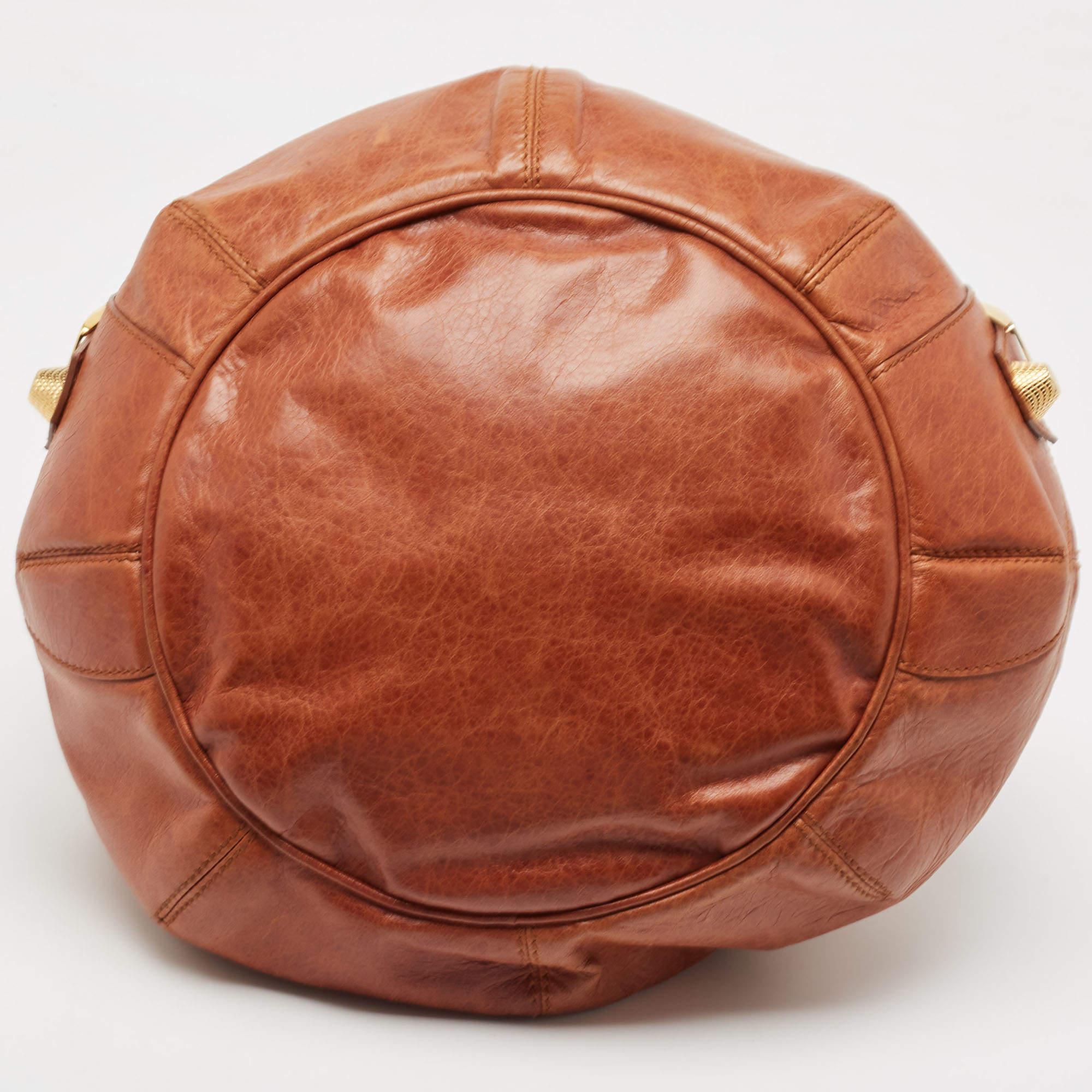 Balenciaga Brown Leather Mini GGH PomPon Bag For Sale 1