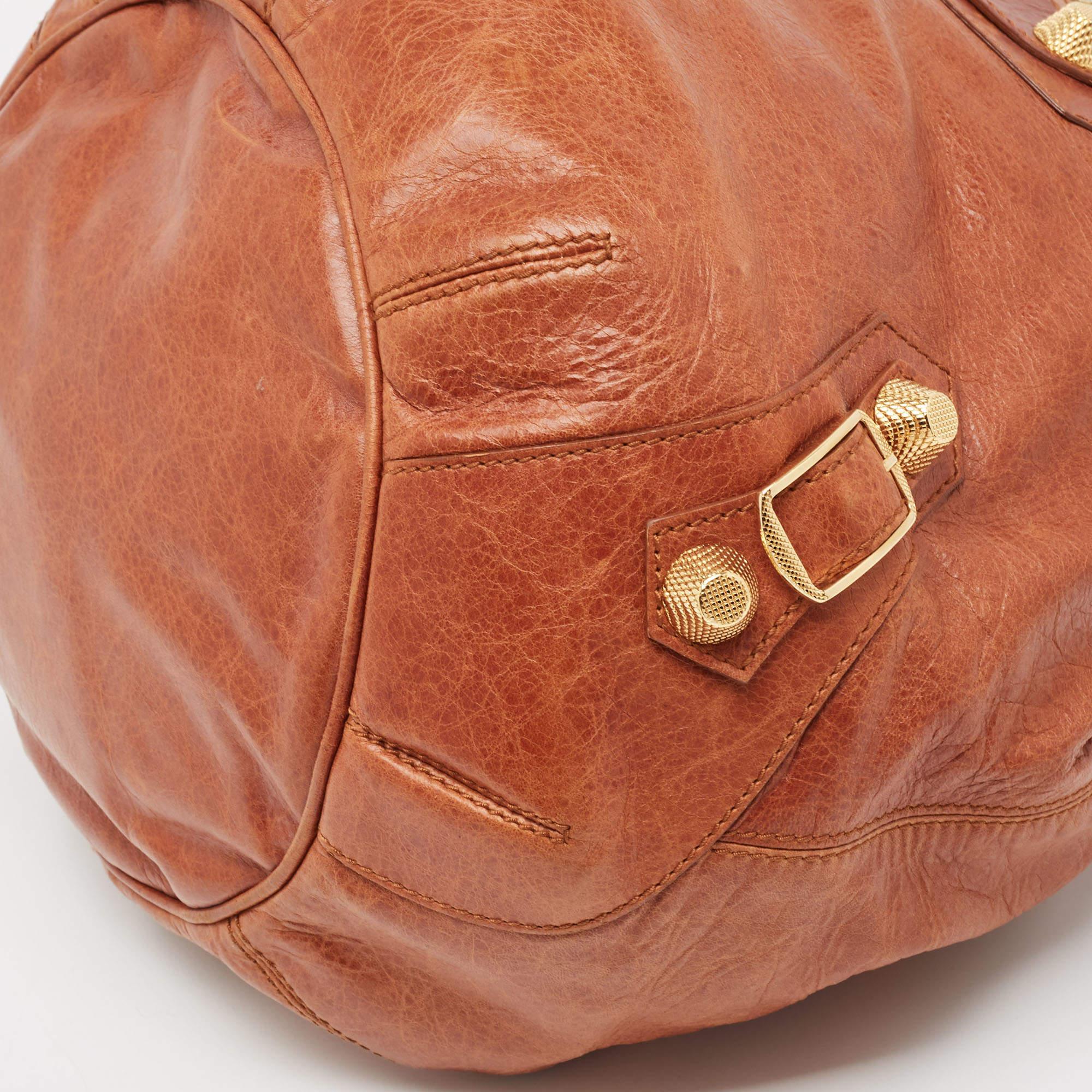 Balenciaga Brown Leder Mini GGH PomPon Tasche im Angebot 2