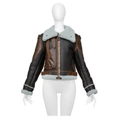 Balenciaga Brown Leather & Mint Shearling "Palma" Jacket 2003