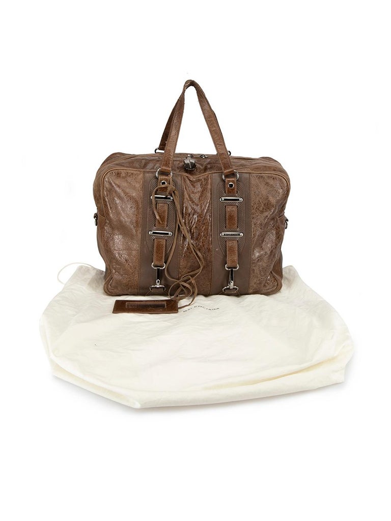 Balenciaga Brown Leather Perforated Accent Hook Bag at 1stDibs