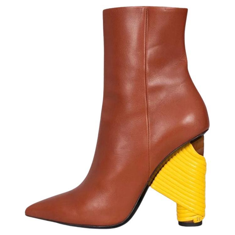 Balenciaga Brown Leather Pointed Toe Ankle Boots Size 39