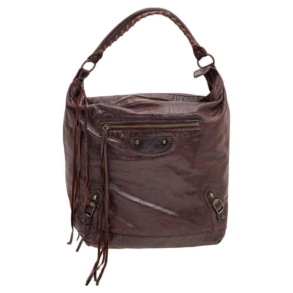 Balenciaga Brown Leather RH Day Bag In Fair Condition For Sale In Dubai, Al Qouz 2