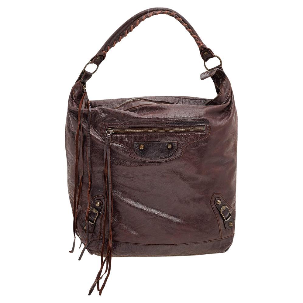 Balenciaga Brown Leather RH Day Bag For Sale