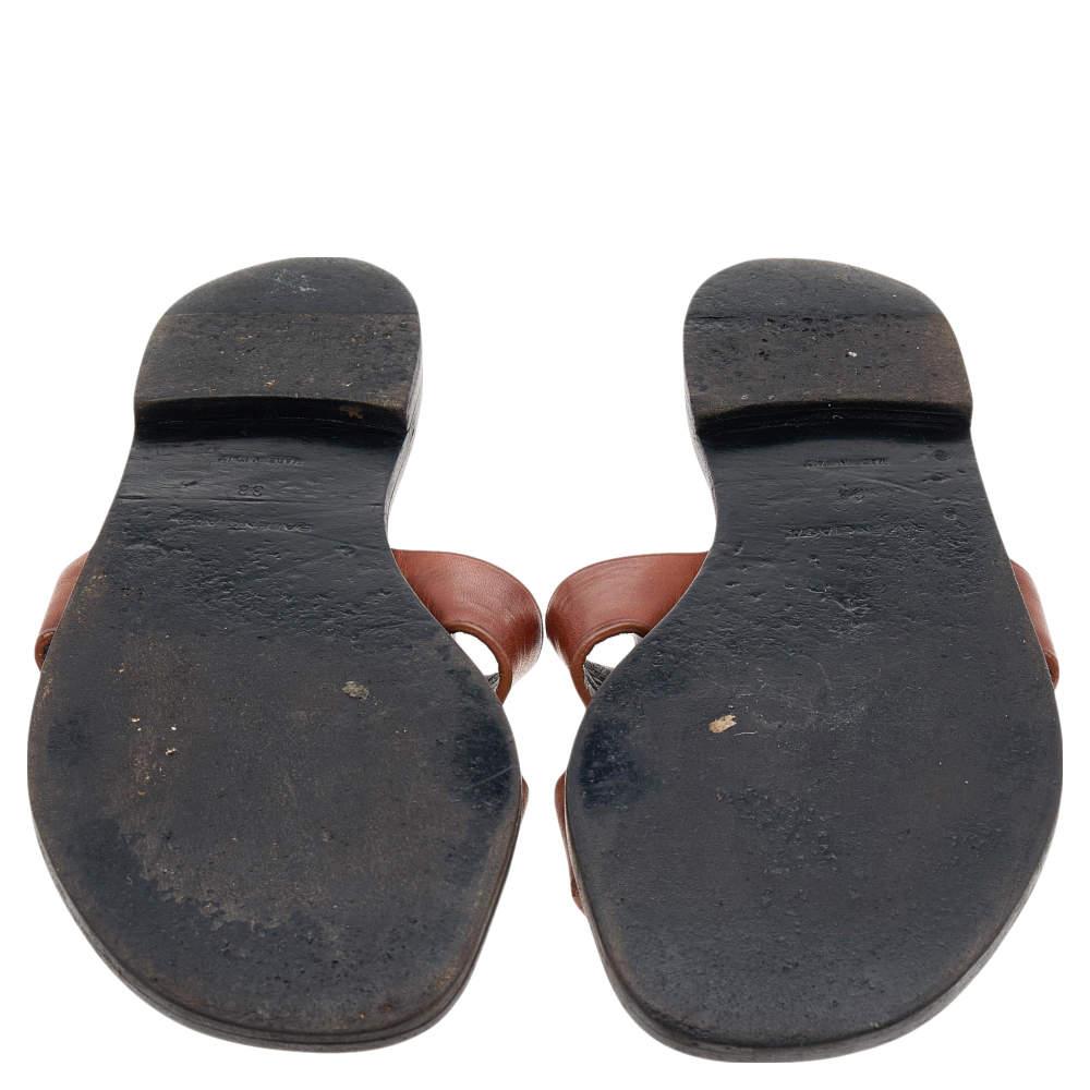 Balenciaga Brown Leather Slide Sandals Size 38 2