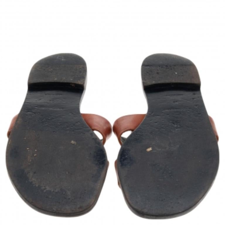 Balenciaga Brown Leder Slide Sandalen Größe 38 im Angebot 2