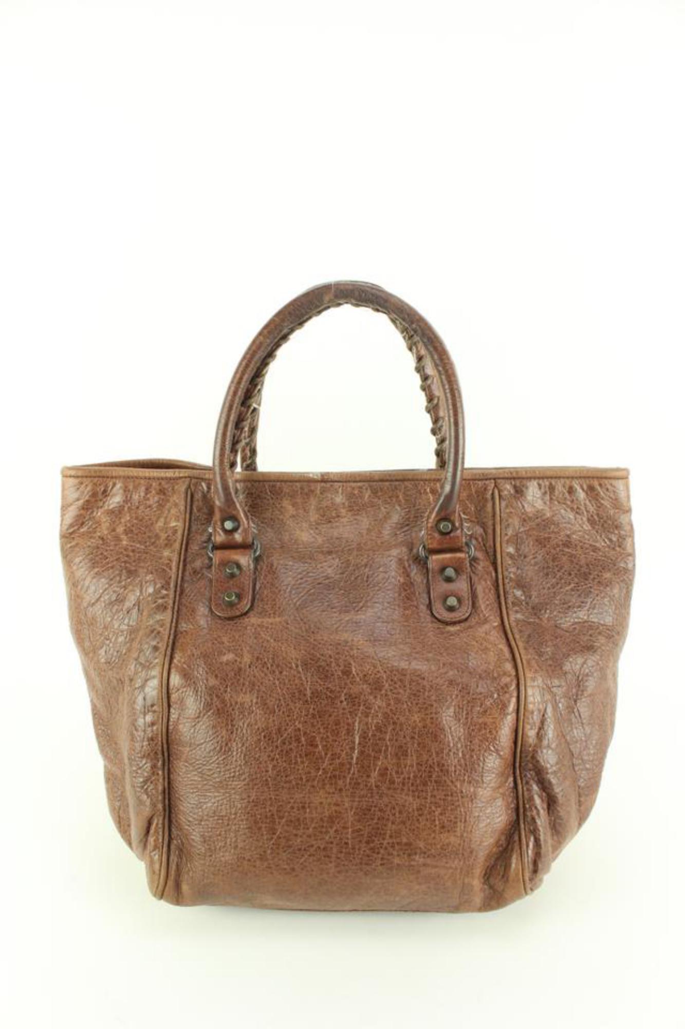 Balenciaga - Fourre-tout The Sunday en cuir marron 61bl55s en vente 4