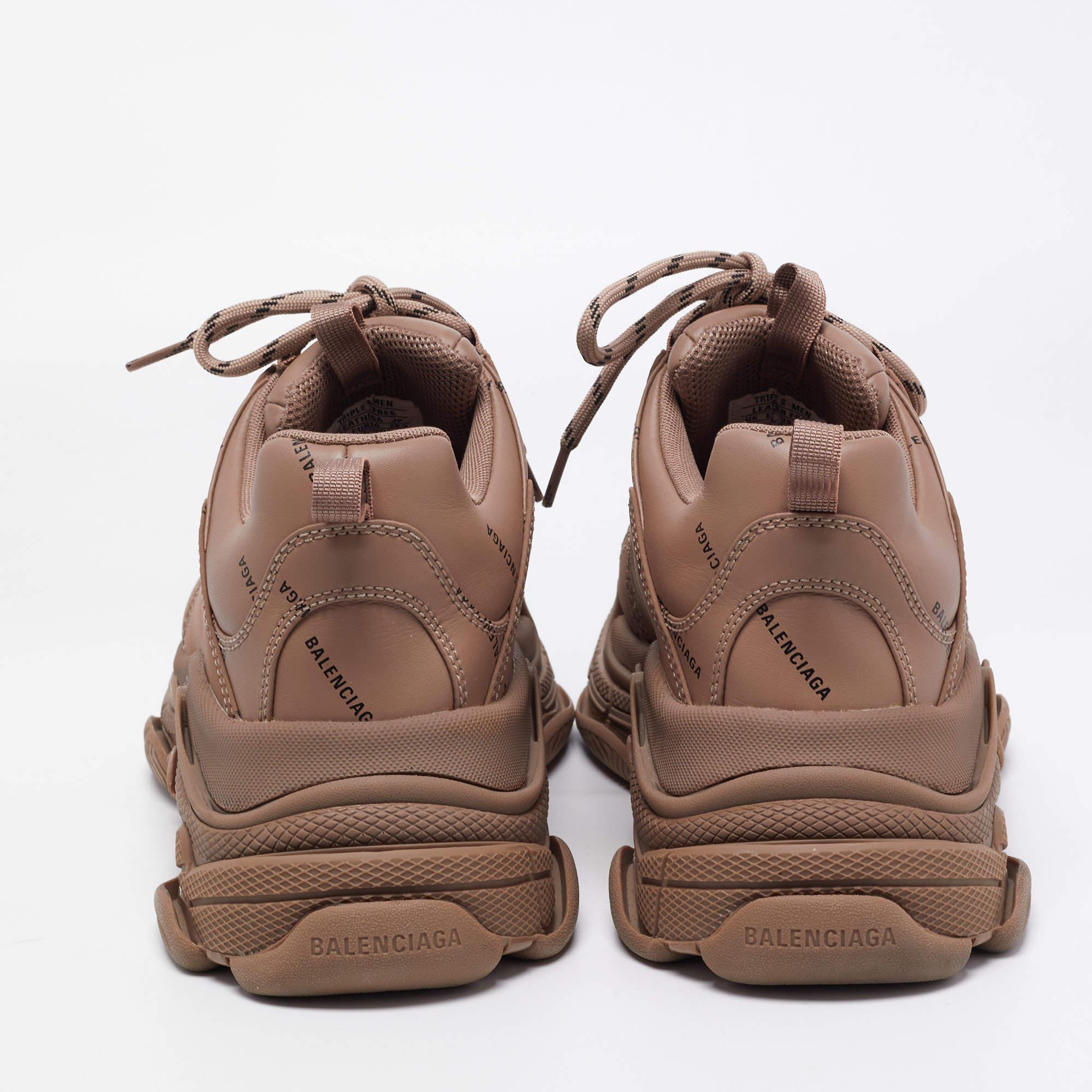 Balenciaga Brown Leather Triple S Sneakers Size 43 2