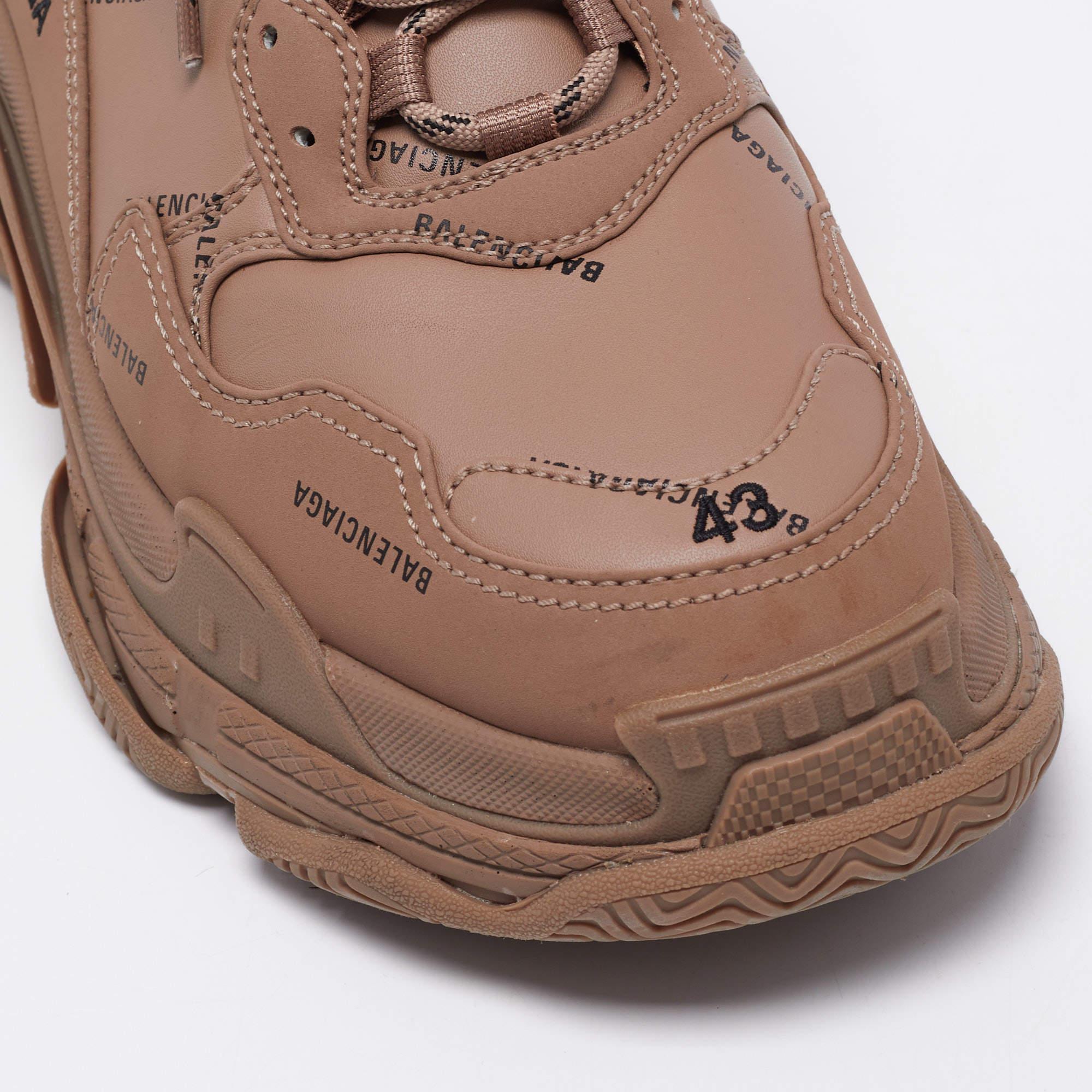 Balenciaga Brown Leather Triple S Sneakers Size 43 5