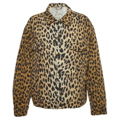 Balenciaga Brown Leopard Print Denim Oversized Jacket S