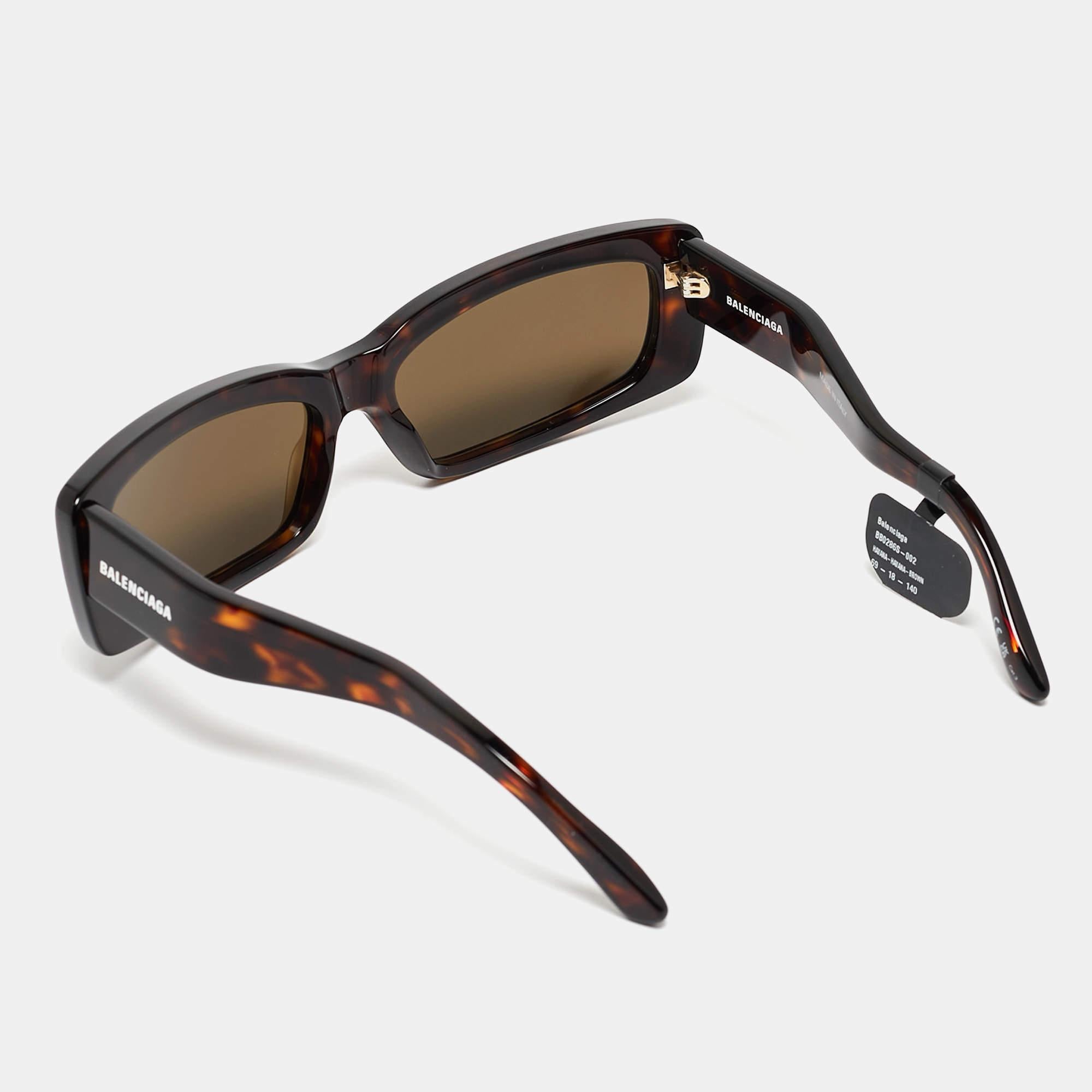 Black Balenciaga Brown Rectangle Sunglasses