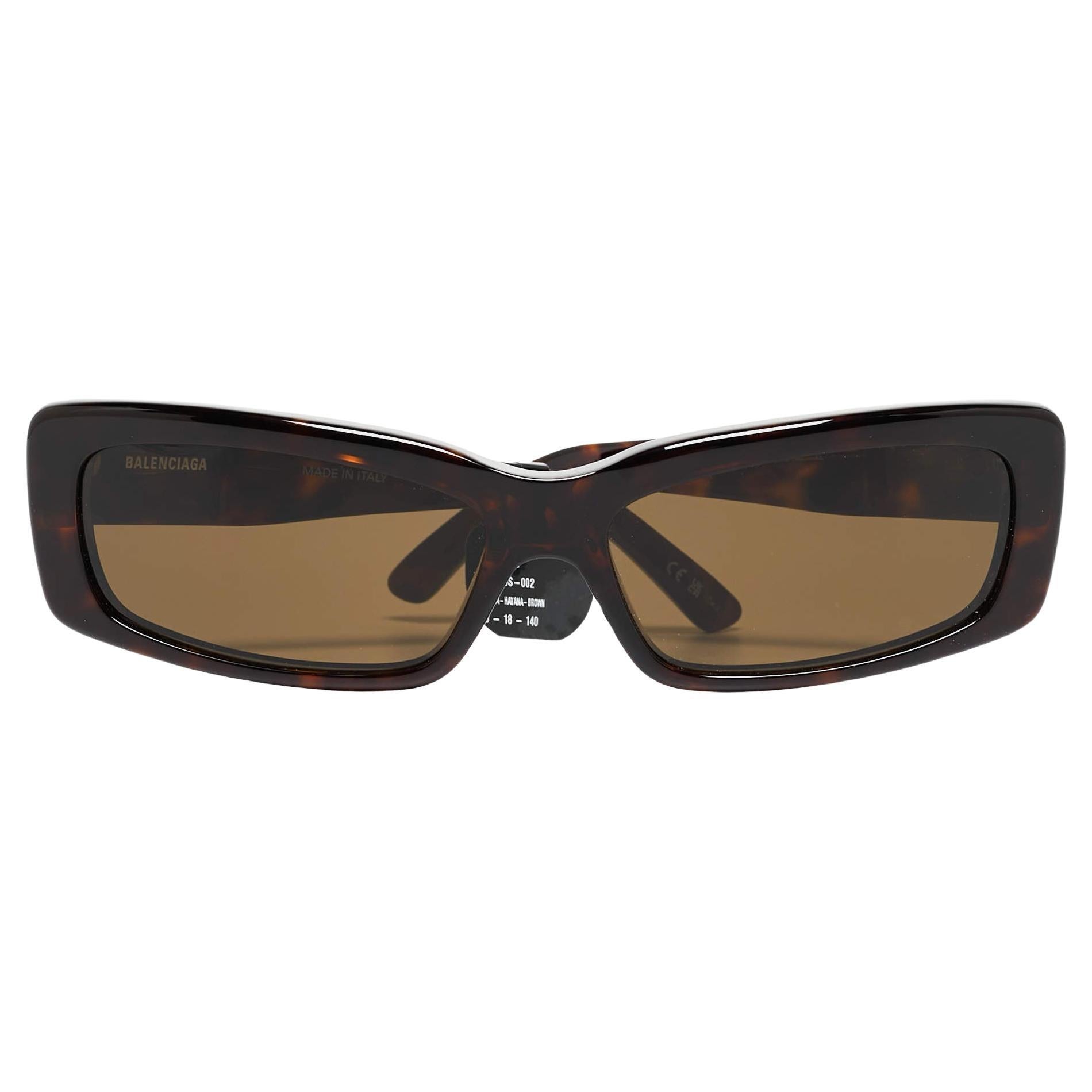 Balenciaga Brown Rectangle Sunglasses
