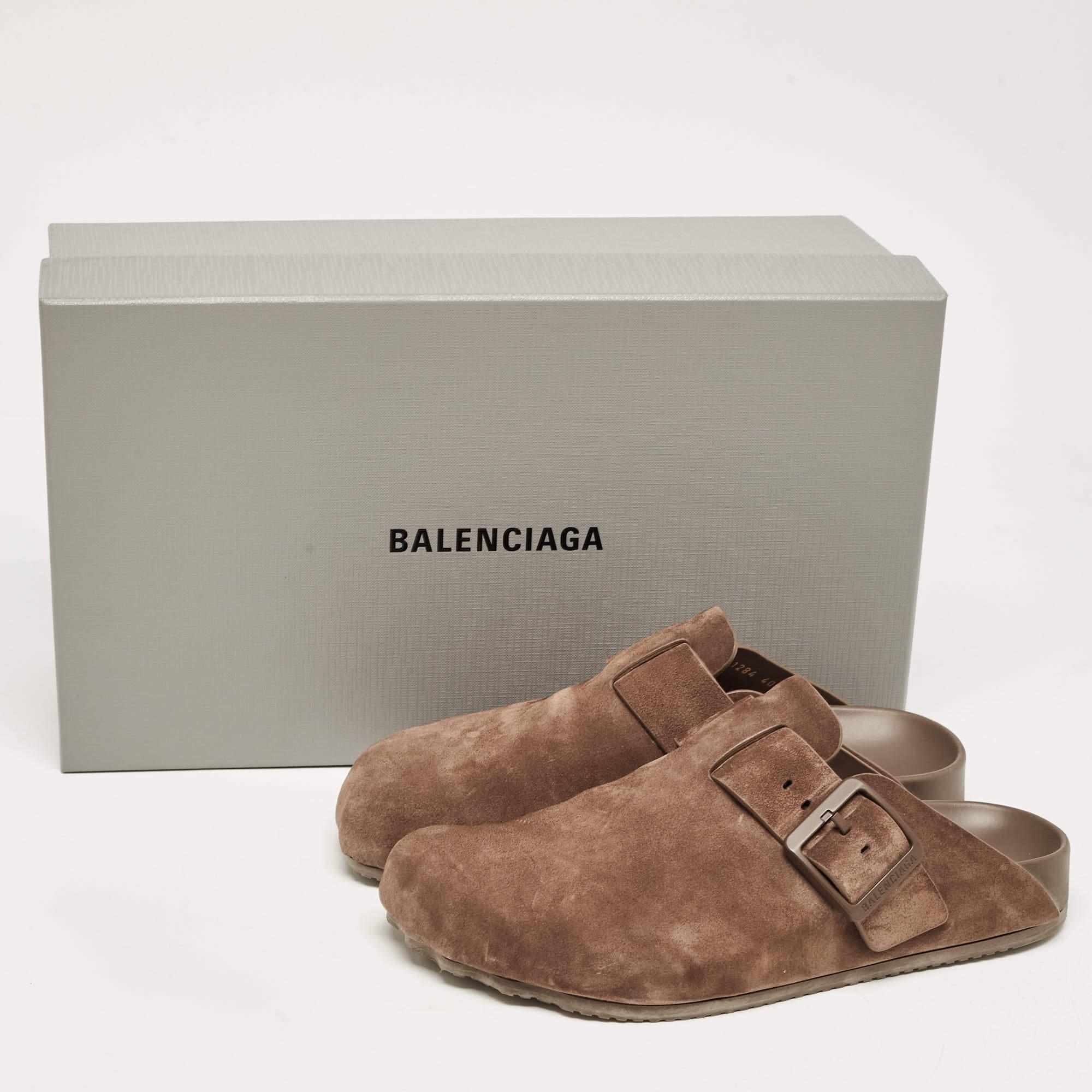 Balenciaga Brown Suede Classic Sunday Mules Size 40 5