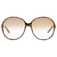 BALENCIAGA brown tortoise resin clear gradient lens large sunglassees
