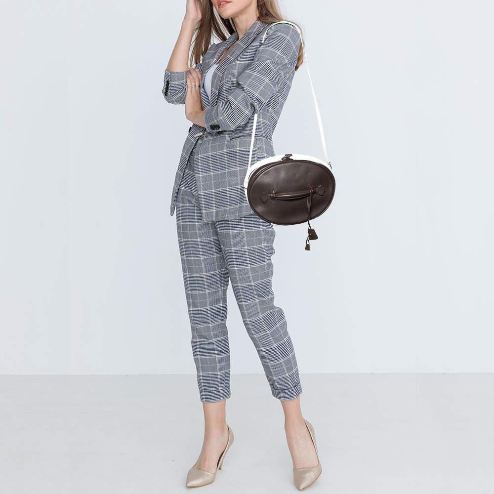 Gray Balenciaga Brown/White Leather Top Handle Bag