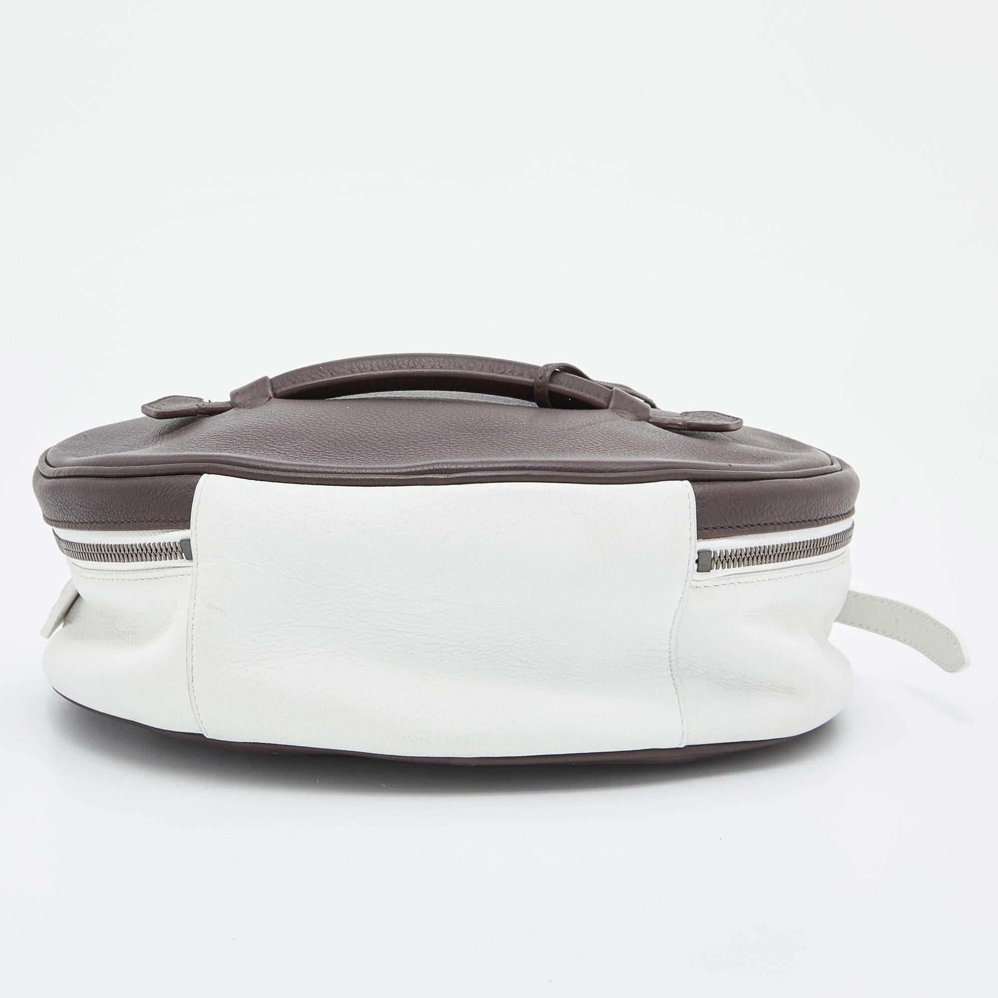 Women's Balenciaga Brown/White Leather Top Handle Bag