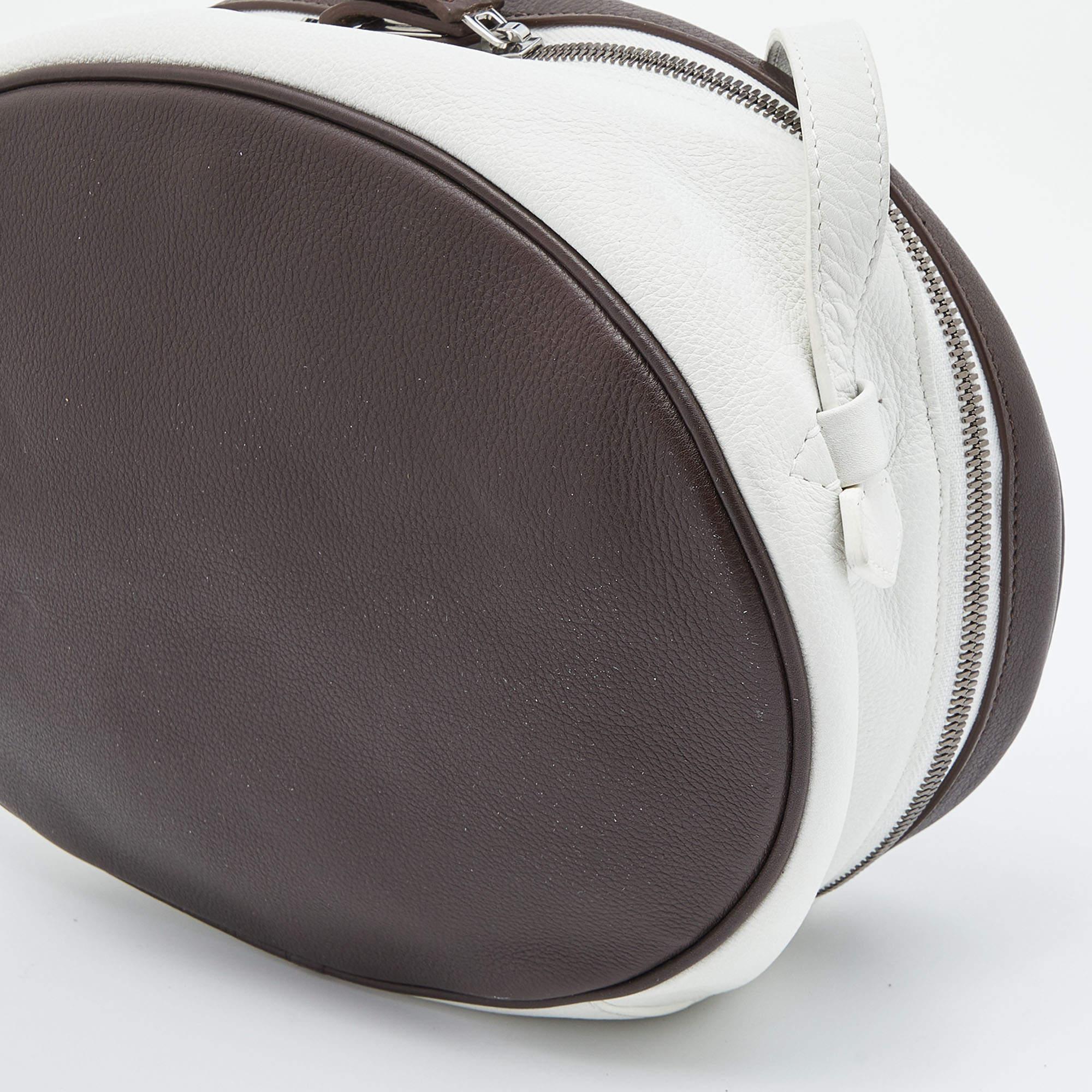 Balenciaga Brown/White Leather Top Handle Bag 2