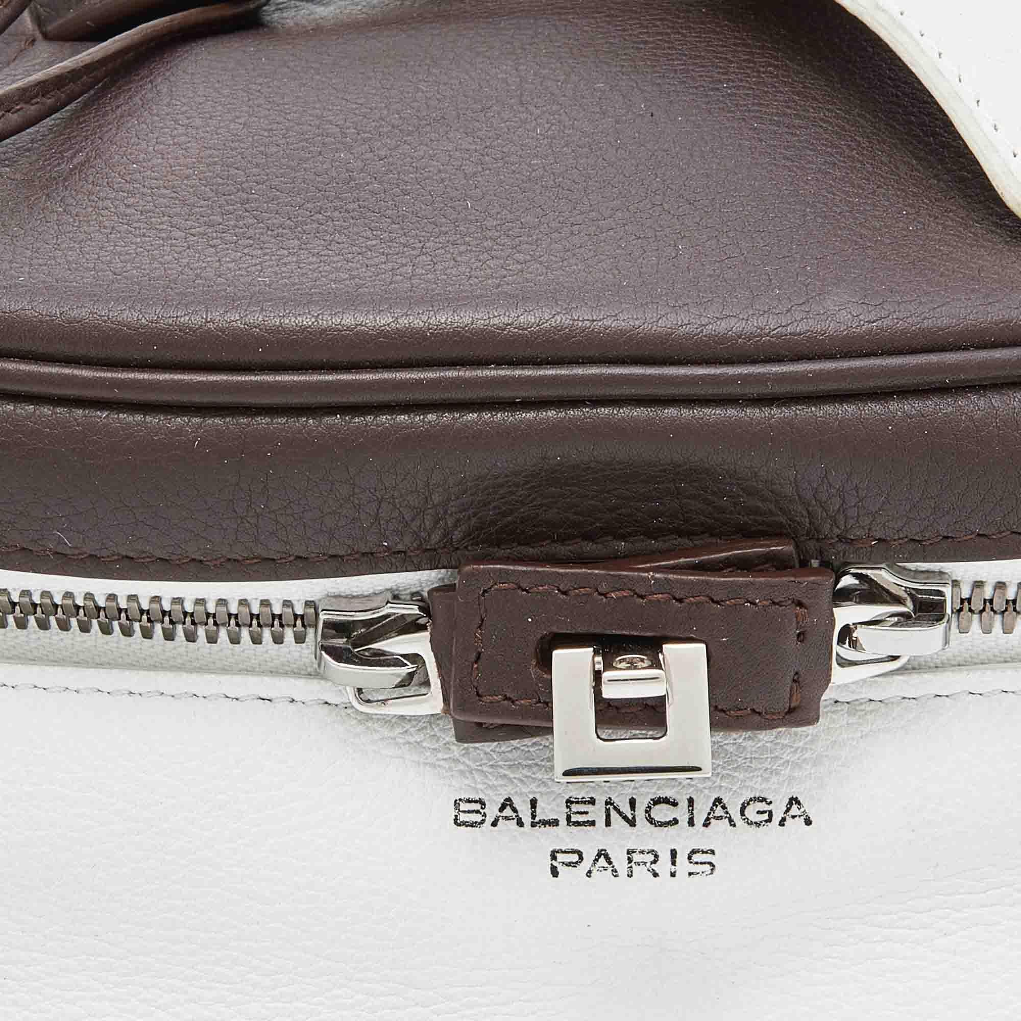 Balenciaga Brown/White Leather Top Handle Bag 3