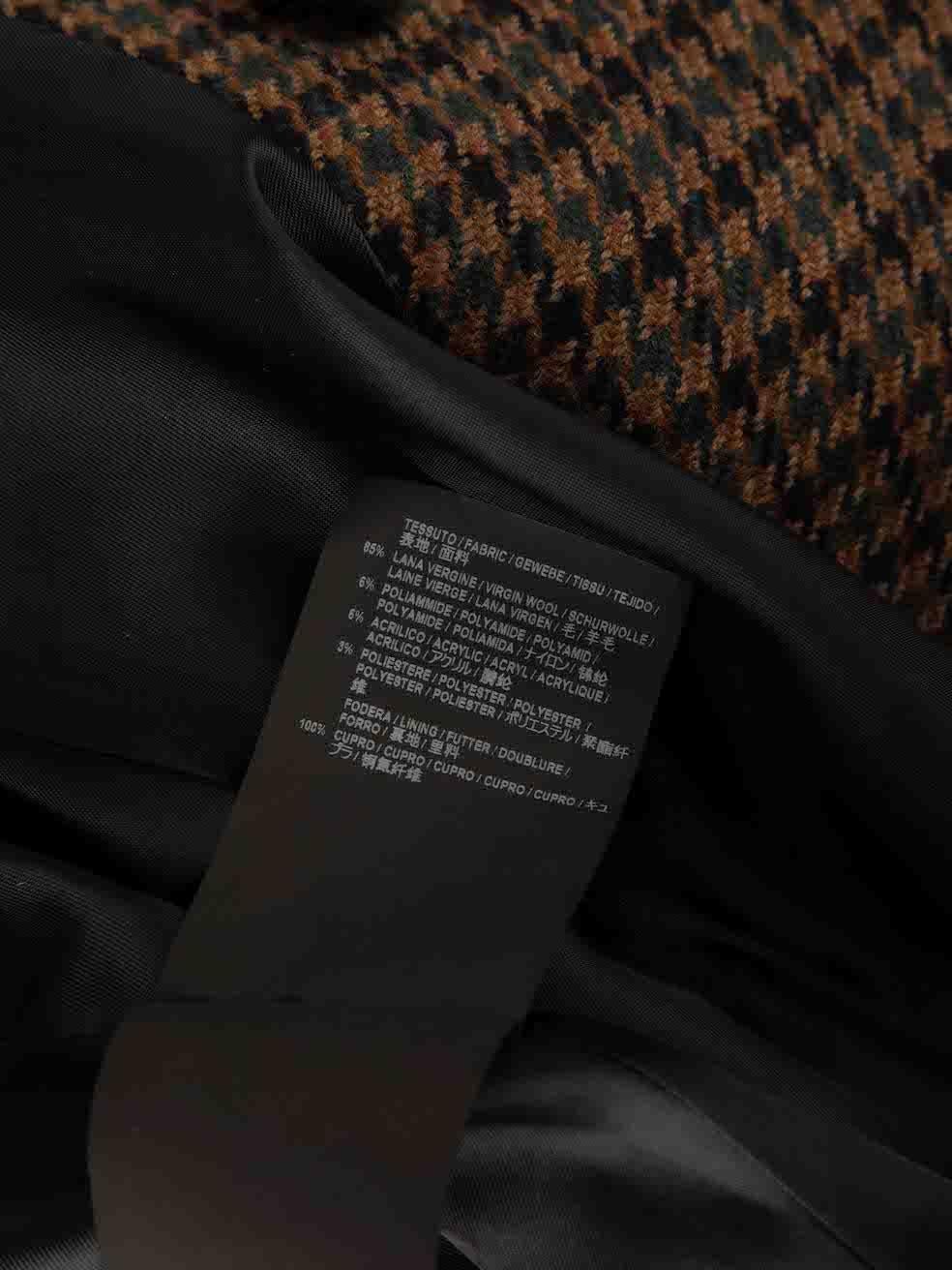 Women's Balenciaga Brown Wool Houndstooth Long Coat Size L