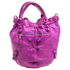 Balenciaga Bubble Gum Leather GSH Pompon Hobo