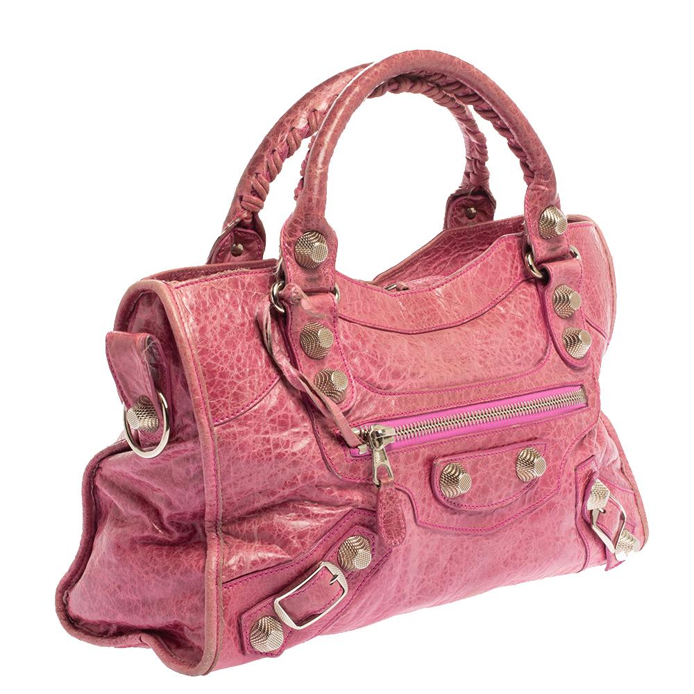 Balenciaga SGH City Tragetasche aus Bubble Gum Leder im Zustand „Gut“ in Dubai, Al Qouz 2