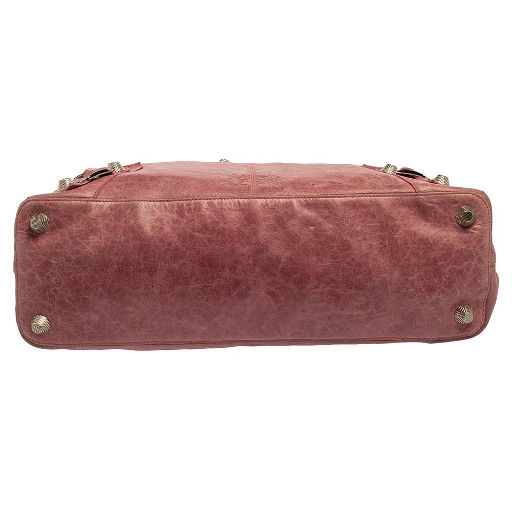 Brown Balenciaga Bubble Gum Pink Leather SGH Brief Tote