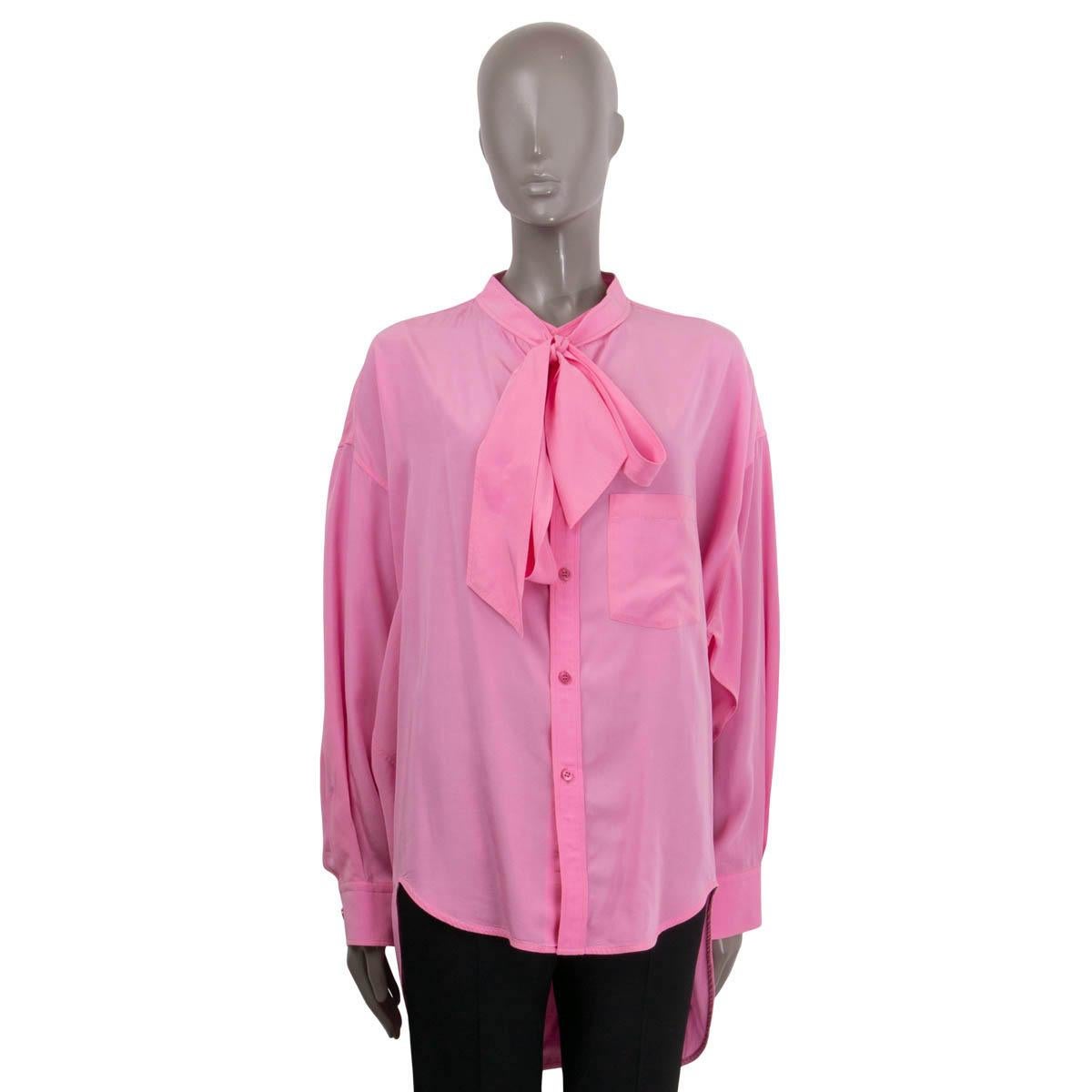 BALENCIAGA bubblegum pink lyocell NEU SWING PUSSY BOW Bluse Shirt 40 M (Pink) im Angebot