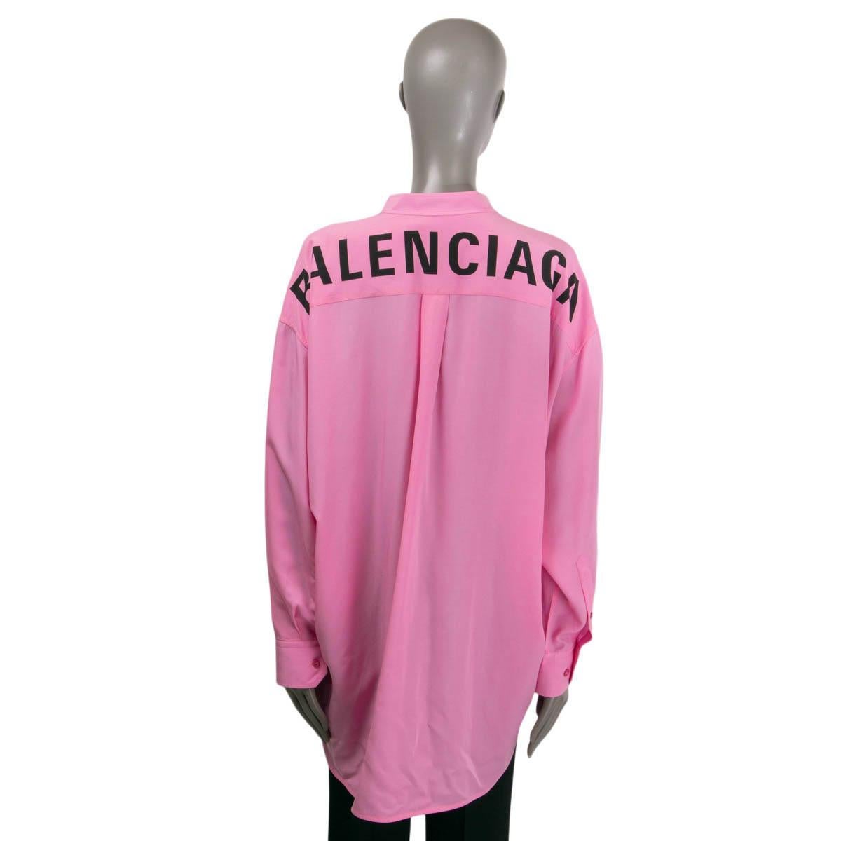 Women's BALENCIAGA bubblegum pink lyocell NEW SWING PUSSY BOW Blouse Shirt 40 M For Sale