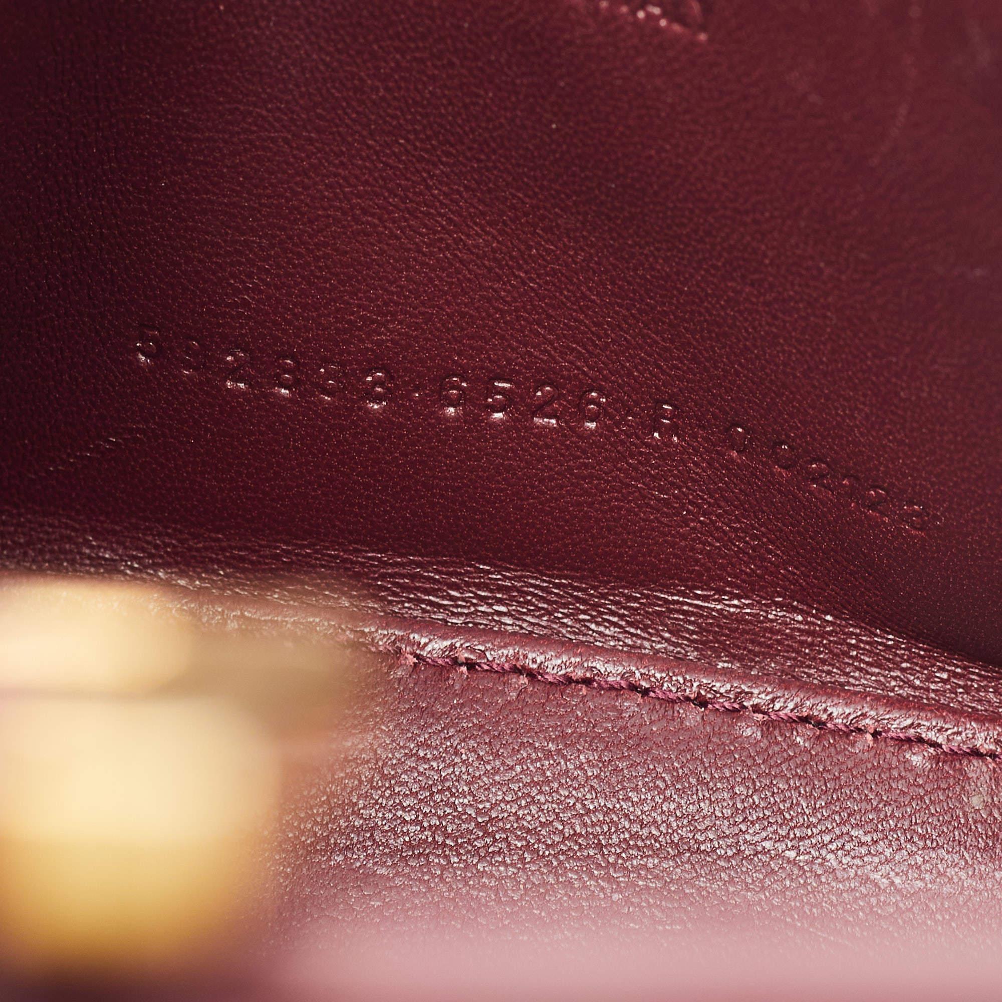 Balenciaga Burgundy Croc Embossed Leather XS Hourglass Top Handle Bag 5