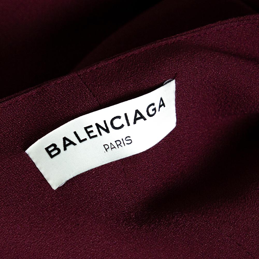Balenciaga Burgundy Evening Crepe Gown M In Good Condition In Dubai, Al Qouz 2