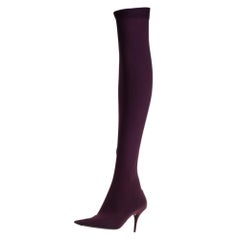 Balenciaga Burgundy Fabric Knife Over The Knee Boots Size 38.5