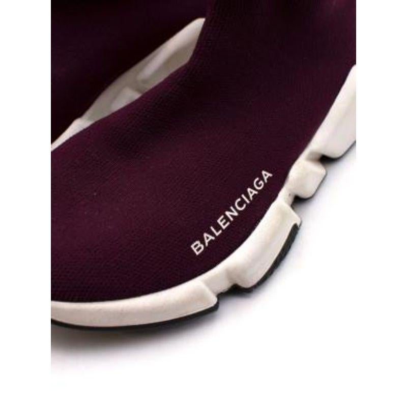 Balenciaga Burgundy Knit Speed Stretch-Knit Slip-On Sneakers In Excellent Condition For Sale In London, GB