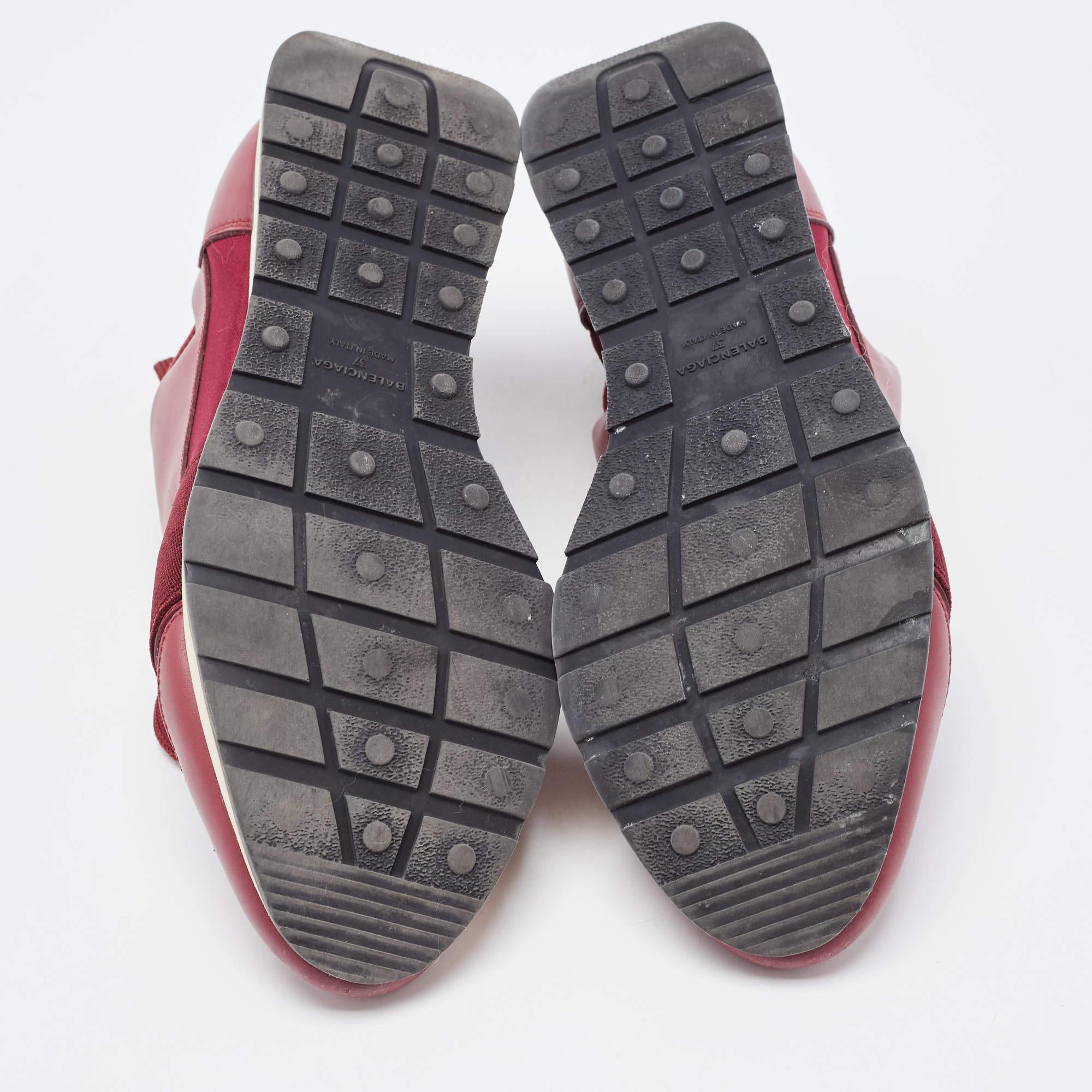 Balenciaga Burgundy Leather and Mesh Race Runner Sneakers Size 37 1