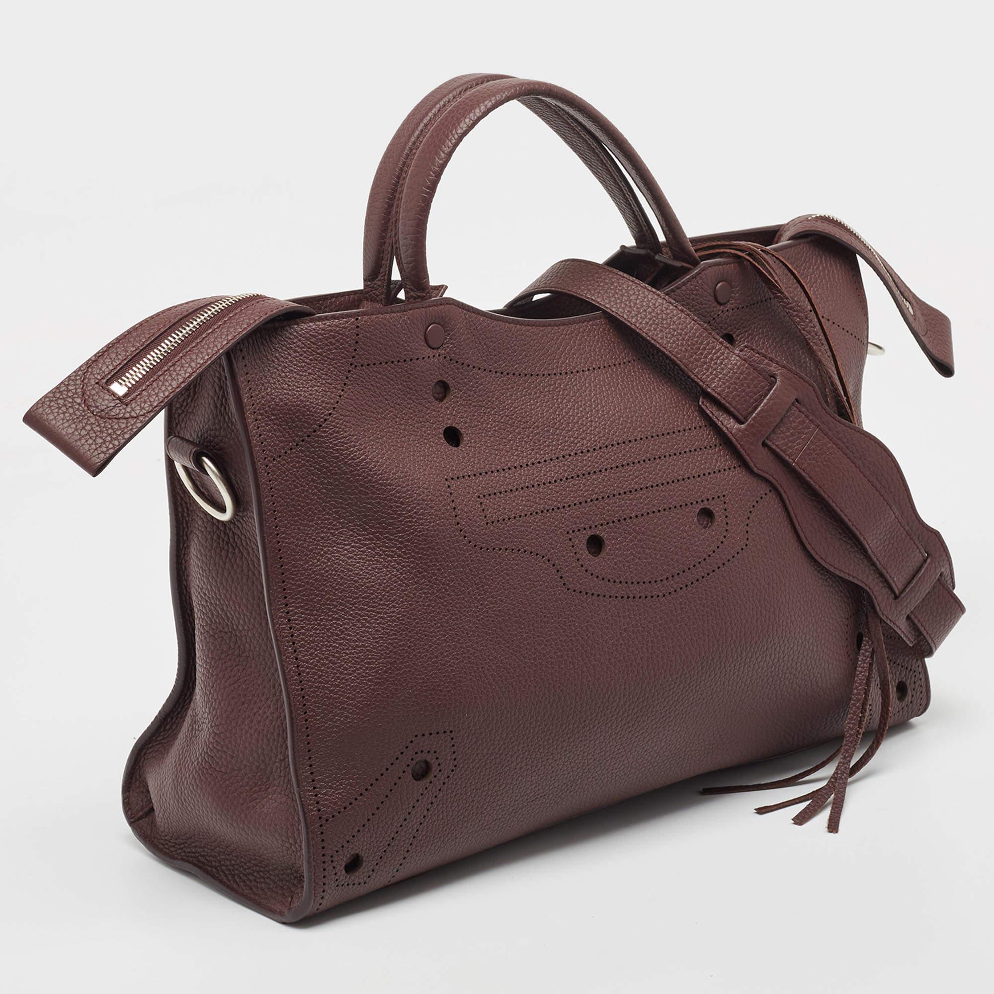 Women's Balenciaga Burgundy Leather Blackout Classic City Bag