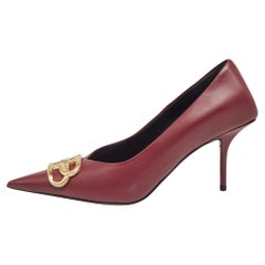 Balenciaga Burgundy Leather Knife Pointed Toe Pumps Size 38