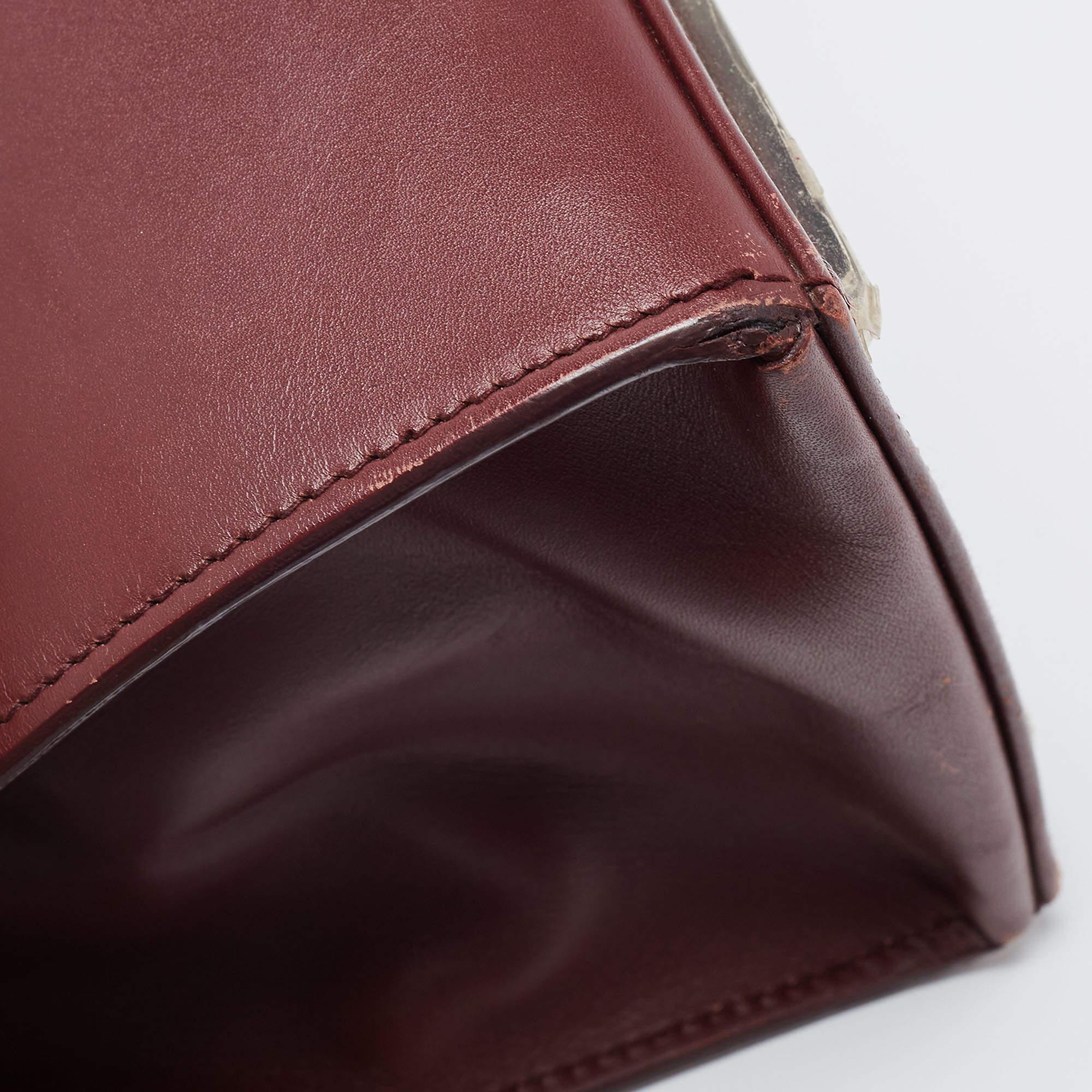 Balenciaga Burgundy Leather Le Dix Cartable Top Handle Bag For Sale 6