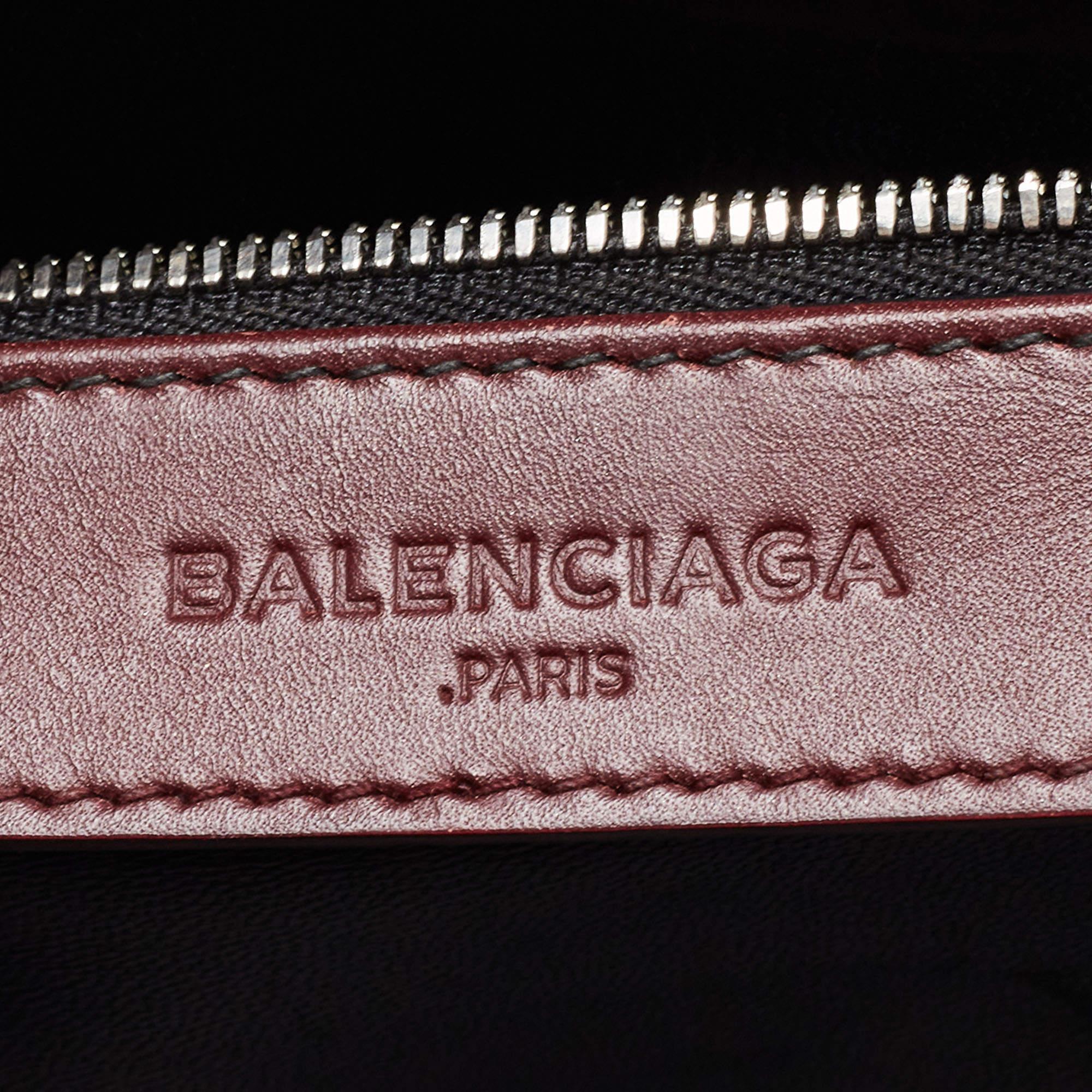 Balenciaga Burgundy Leather Le Dix Cartable Top Handle Bag For Sale 8