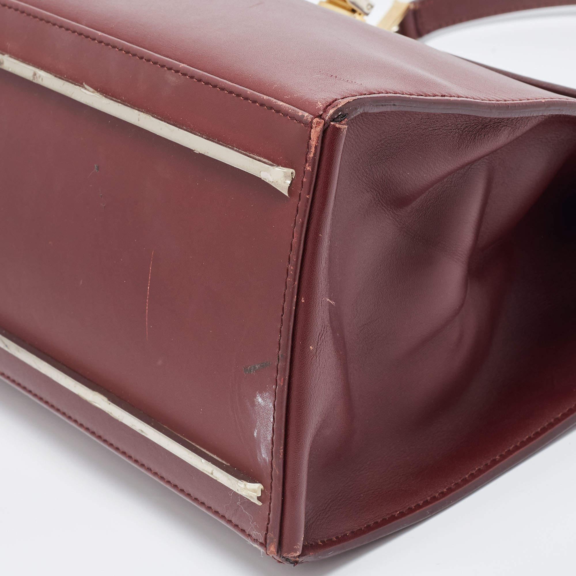 Balenciaga Burgundy Leather Le Dix Cartable Top Handle Bag For Sale 9