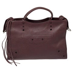 Balenciaga Burgundy Leather Medium Blackout City Tote