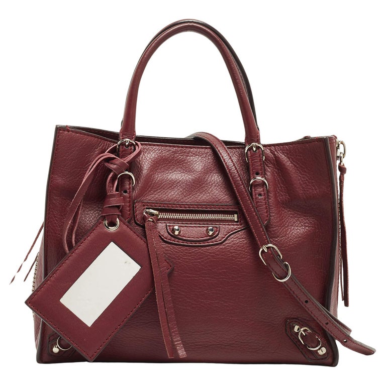 Balenciaga Burgundy Leather Mini Papier A4 Tote at 1stDibs