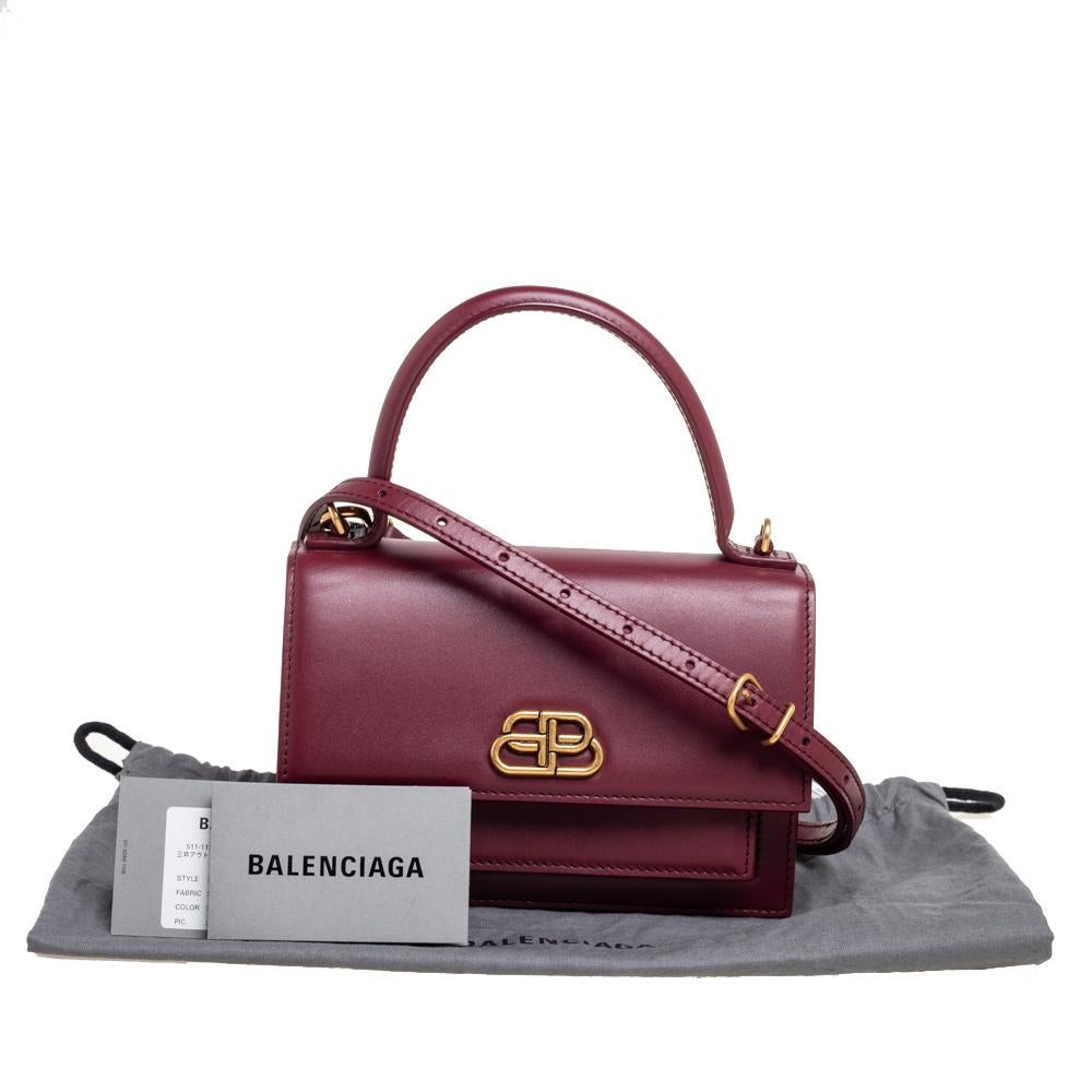 Balenciaga Burgundy Leather Sharp Top Handle Bag 3