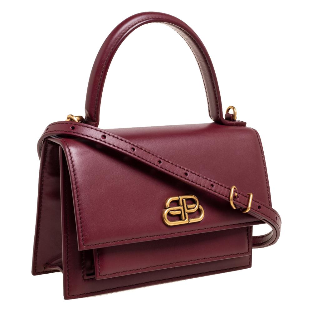 burgundy top handle bag