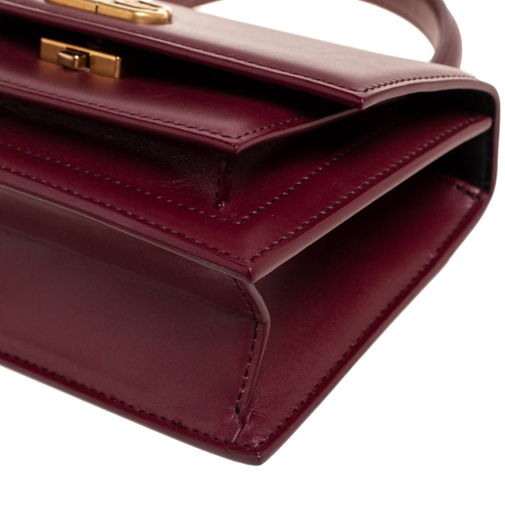 Women's Balenciaga Burgundy Leather Sharp Top Handle Bag