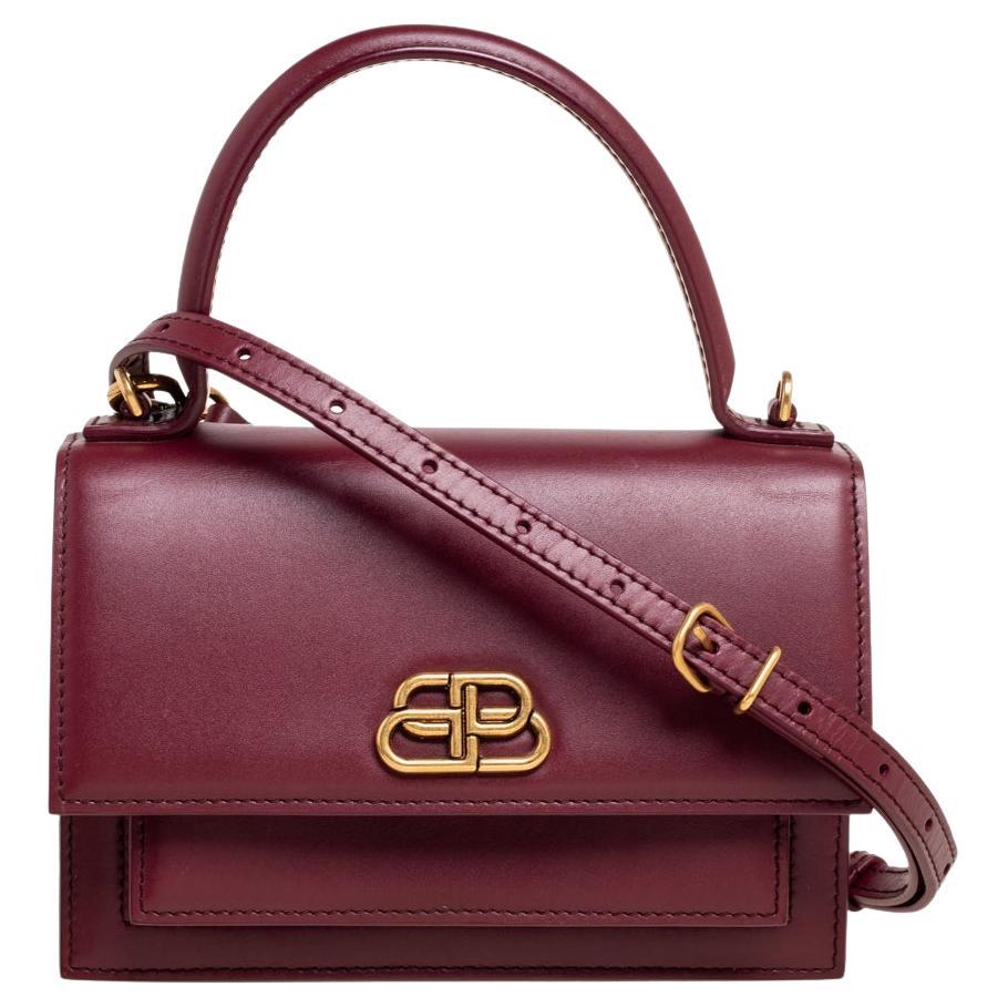 Balenciaga Burgundy Leather Sharp Top Handle Bag