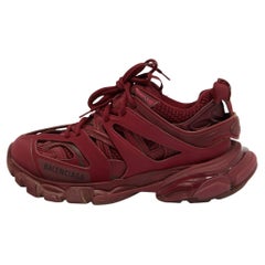 Balenciaga Burgundy Mesh and Leather Track Sneakers Size 38