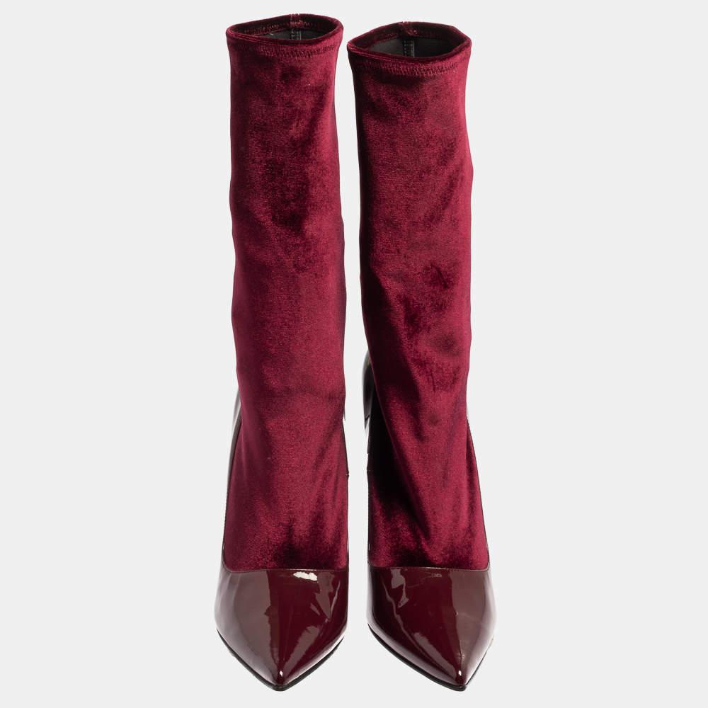 burgundy patent boots