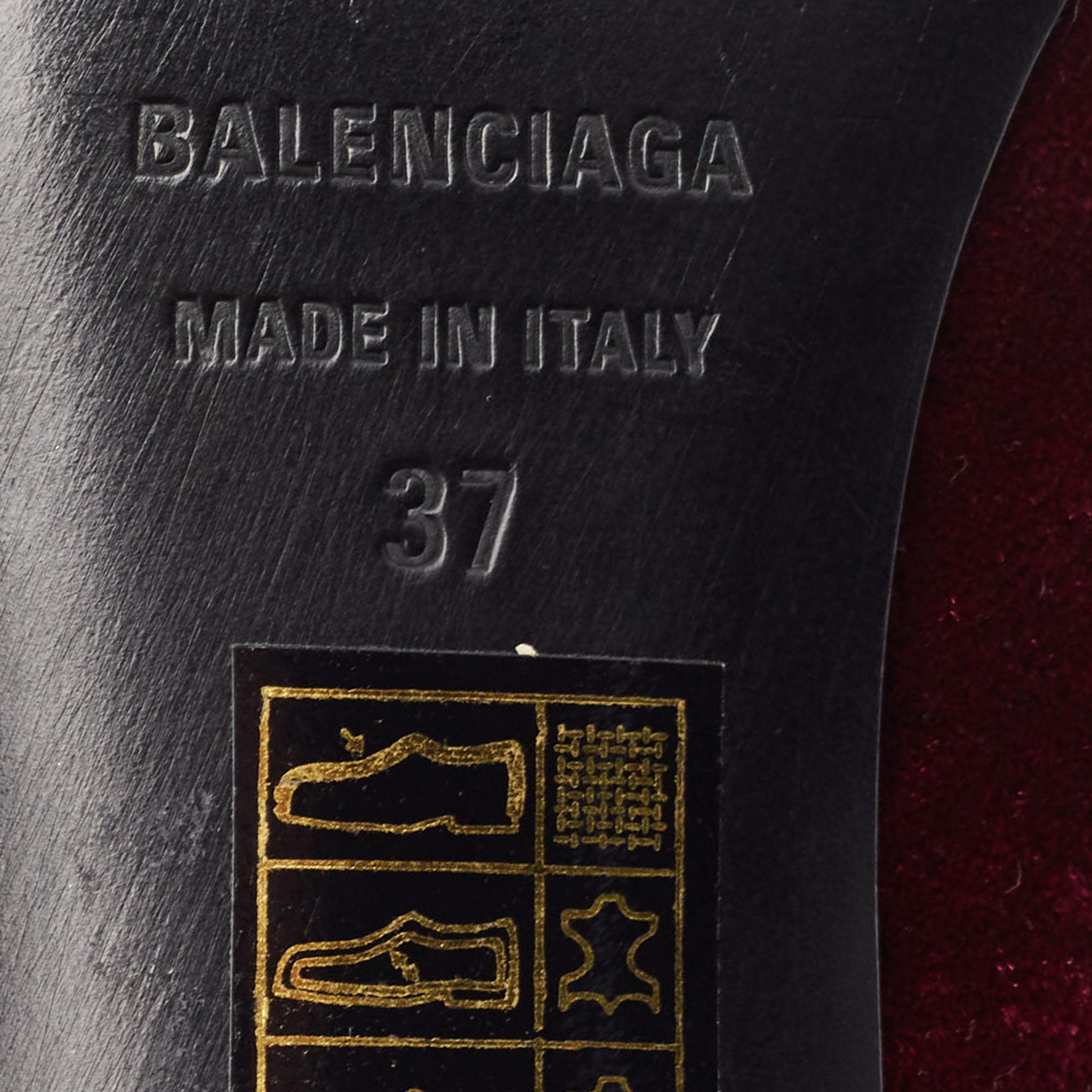 Balenciaga Burgundy Velvet Knife Mules Size 37 5